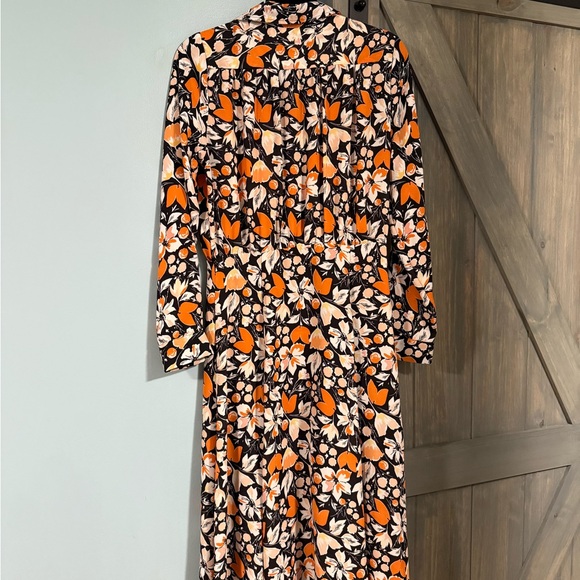 10 Items for $20: Who What Wear Floral Long Sleeve Dress - Orange and Black - Picture 3 of 3
